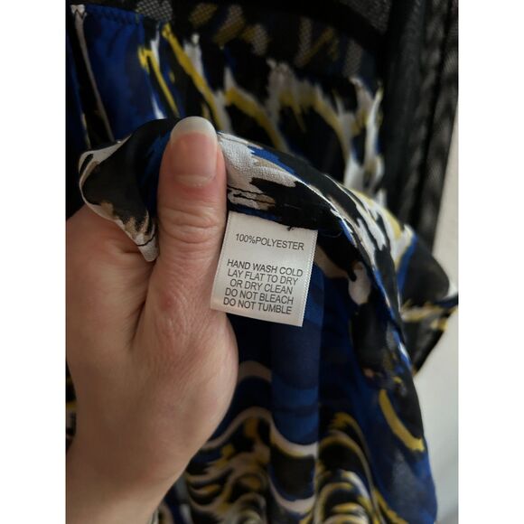 Alberto Makali Sheer Leopard Print Blouse Mesh Sleeve Size M - Picture 7 of 7